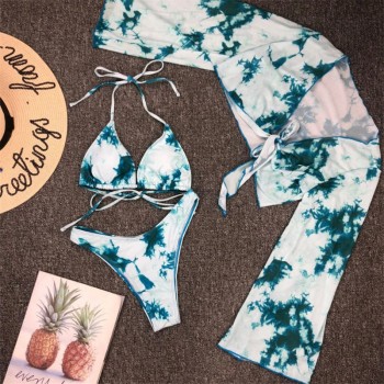  Long Sleeve Mesh Bikini Swimwear Women Three Pieces 2020 Leopard Swimsuit Female Summer Sexy Bathing Suit Brazilian